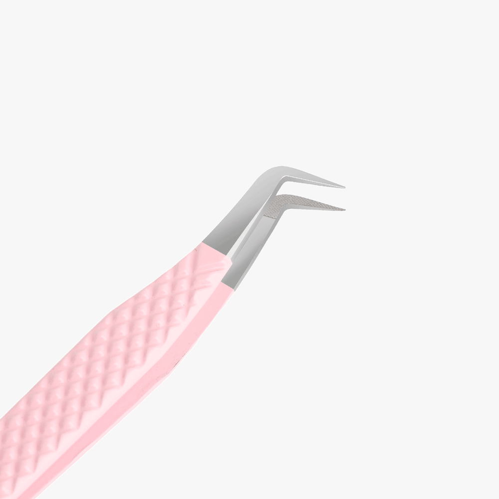 VL-03 Fiber Tip Peach Coated Curved Tweezers for Volume Lashes