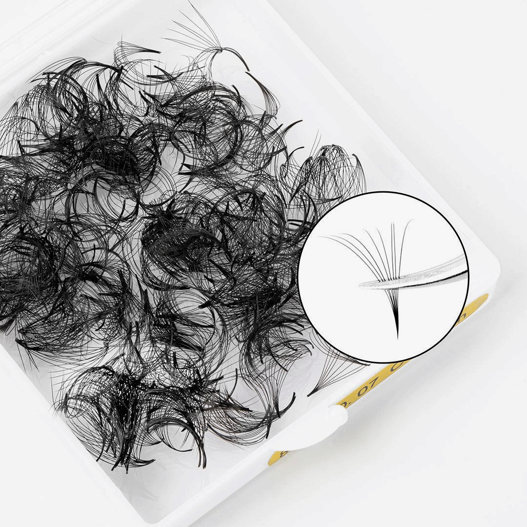 8D handgefertigte vorgefertigte lose Fans mit spitzem Basis /500 Fans